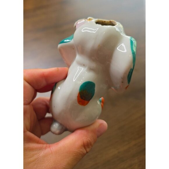 Vintage Ceramic Dog Figurine With Orange & Teal Accents - Picture 7 of 16